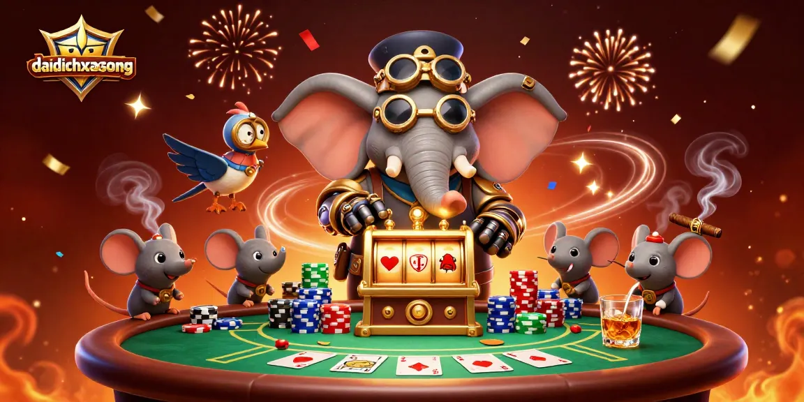 Engage with daidichxacsong's steampunk elephant in an exciting slot machine adventure.