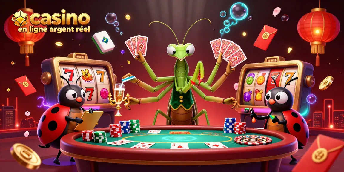 Vivez l'excitation d'un jeu avec le casino en ligne argent réel, illustré par des personnages colorés et des éléments de jeu animés.