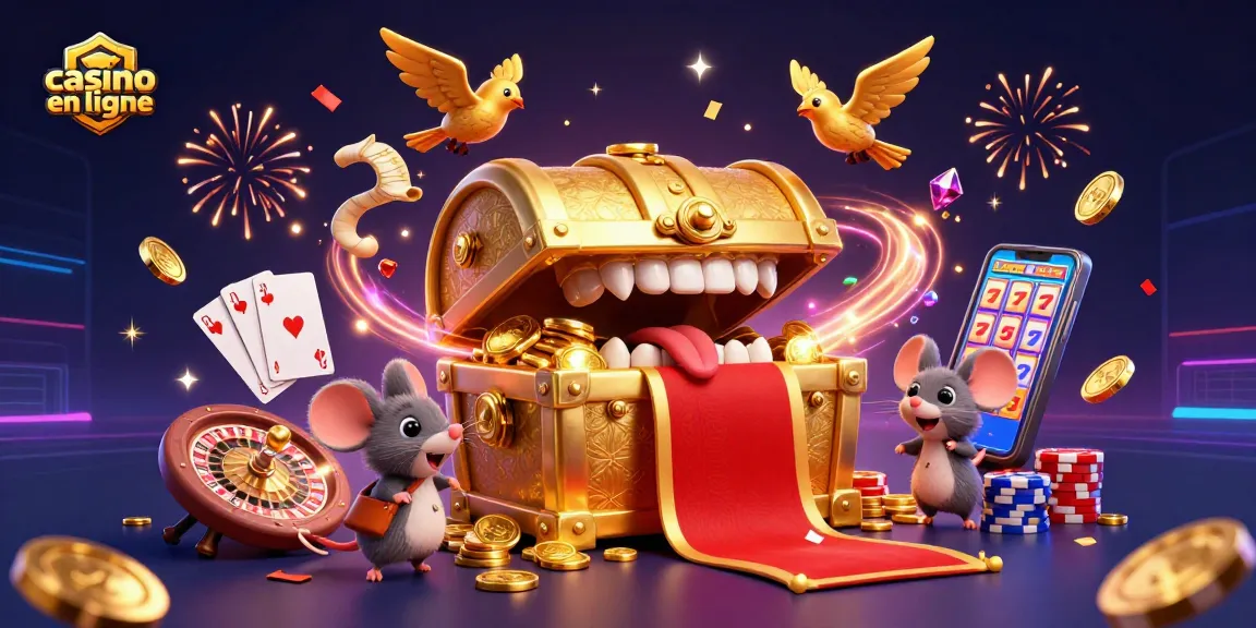 Amusez-vous avec le casino en ligne grâce à une illustration dynamique de jeux avec des trésors.