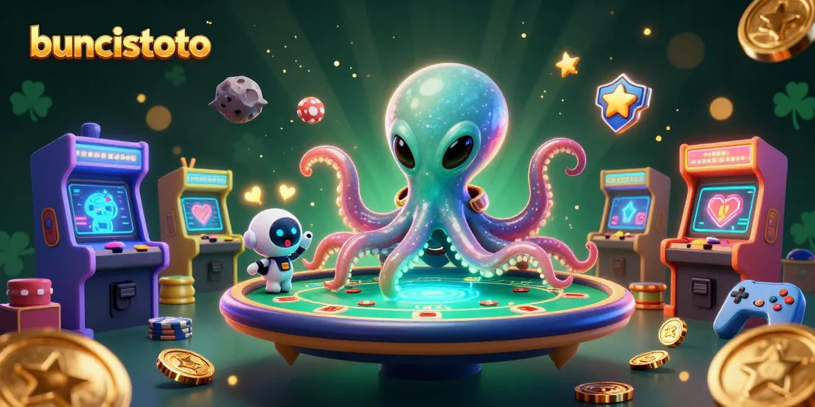 Mainkan buncistoto dengan alien laut dan chip poker mengorbit di sekitarnya.