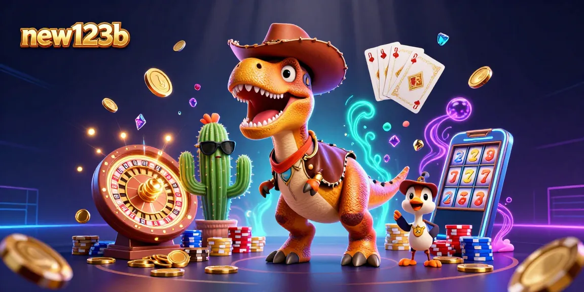 Engage in exciting gameplay at new123b with vibrant characters enjoying thrilling casino elements.
