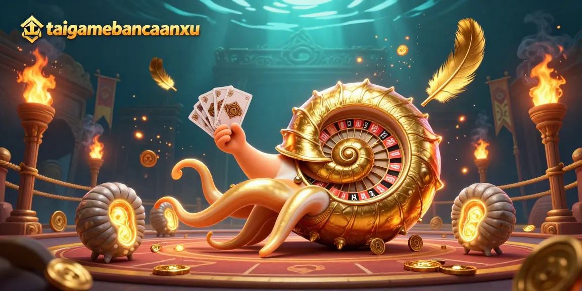 Engage with taigamebancaanxu's animated casino atmosphere featuring a unique nautilus roulette wheel.