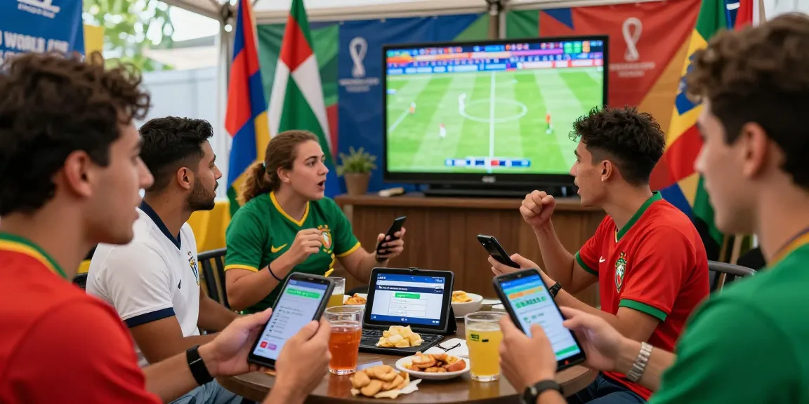 Football fans enjoying live betting on GACOR25 during World Cup 2026 events.