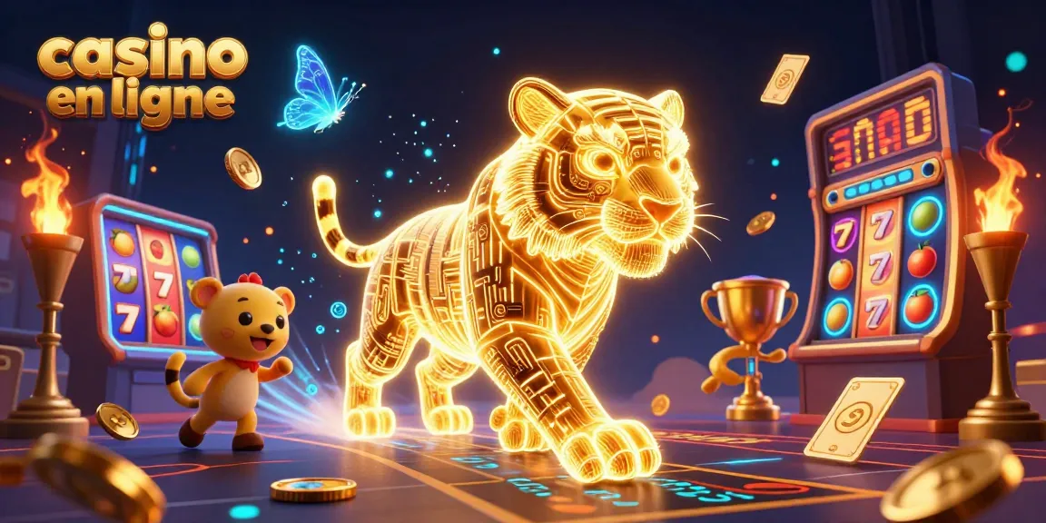Plongez dans l'univers du casino en ligne avec un tigre doré et des machines à sous féériques.