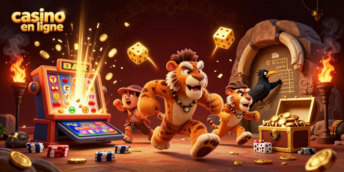 Gagnez avec le casino en ligne tout en profitant d'une scène joyeuse avec des personnages animés.