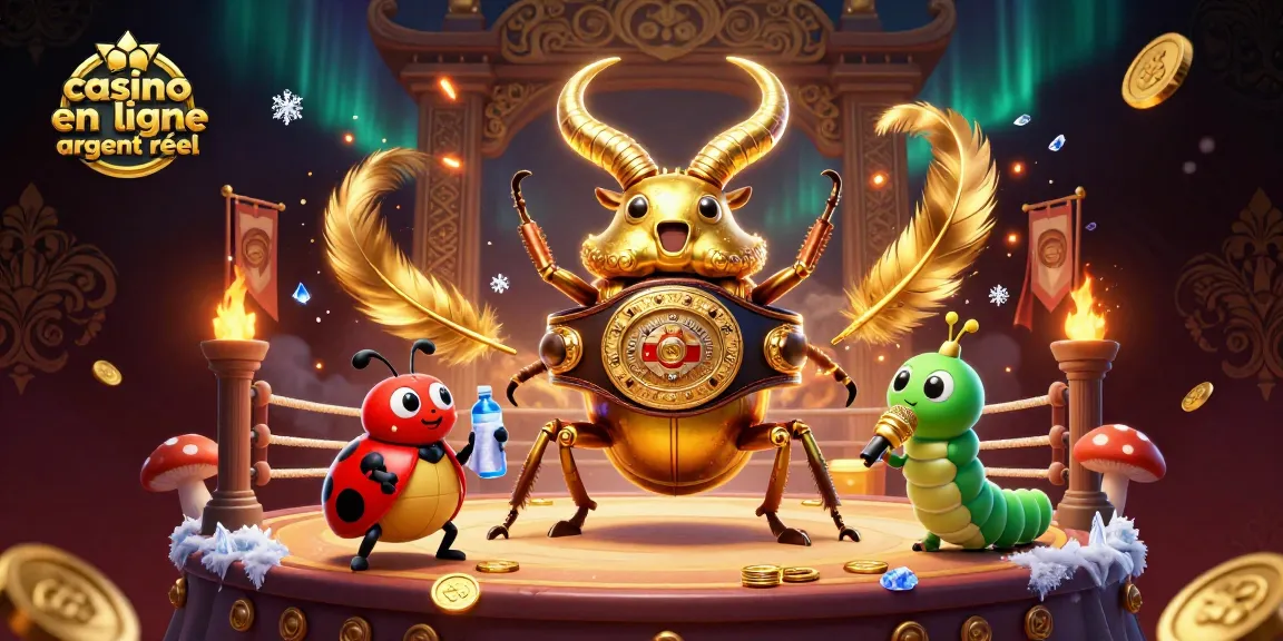 Illustration animée d'un combat dans un casino en ligne argent réel, mettant en scène des personnages colorés et des éléments de jeu.