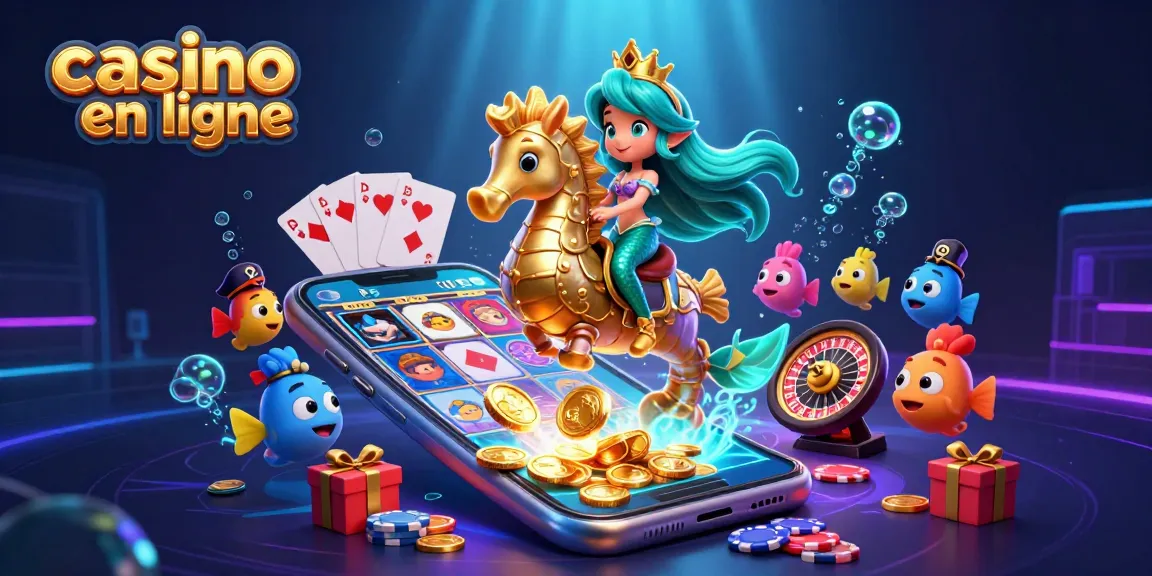 Jouez à des jeux de casino en ligne avec la princesse sirène entourée de personnages amusants, illustrant le thème ludique.