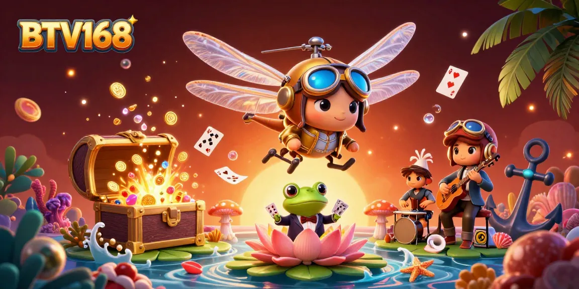 BTV168 transforms the gaming scene with a vibrant, engaging casino illustration highlighting unique characters.