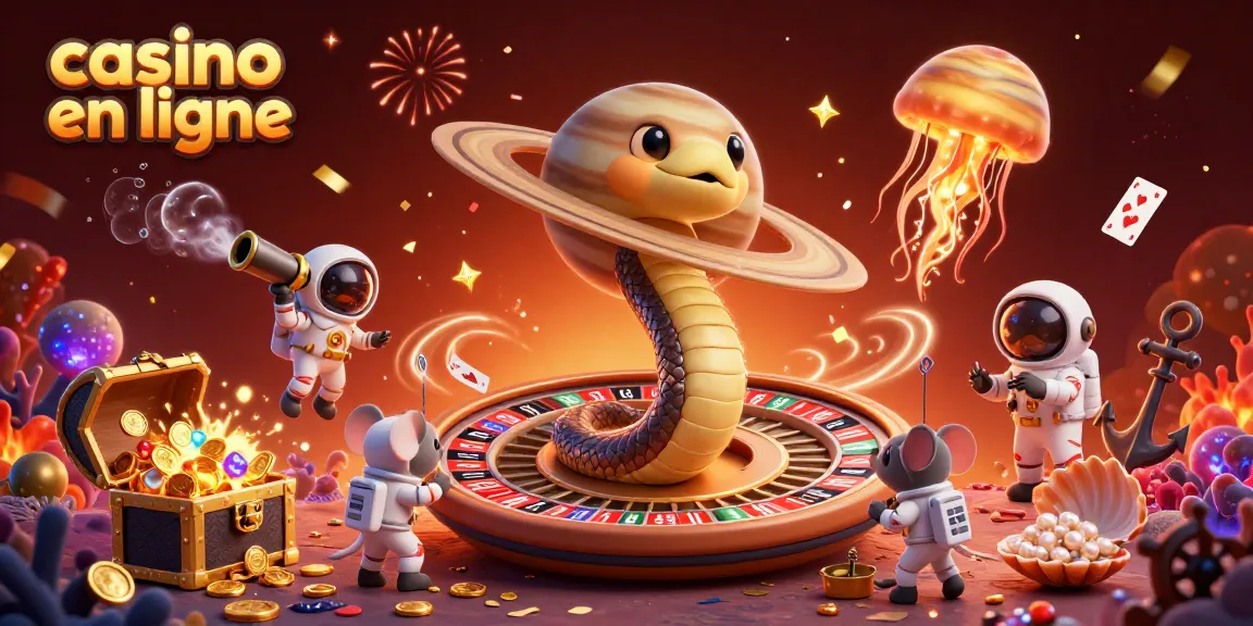 Les astronautes parient sur le serpent de Saturne dans un casino en ligne futuriste.
