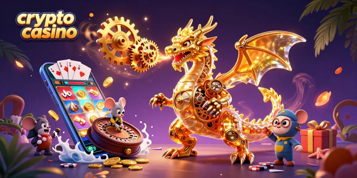 Jouer dans un crypto casino passionnant avec un dragon d'or et des machines à sous animées.