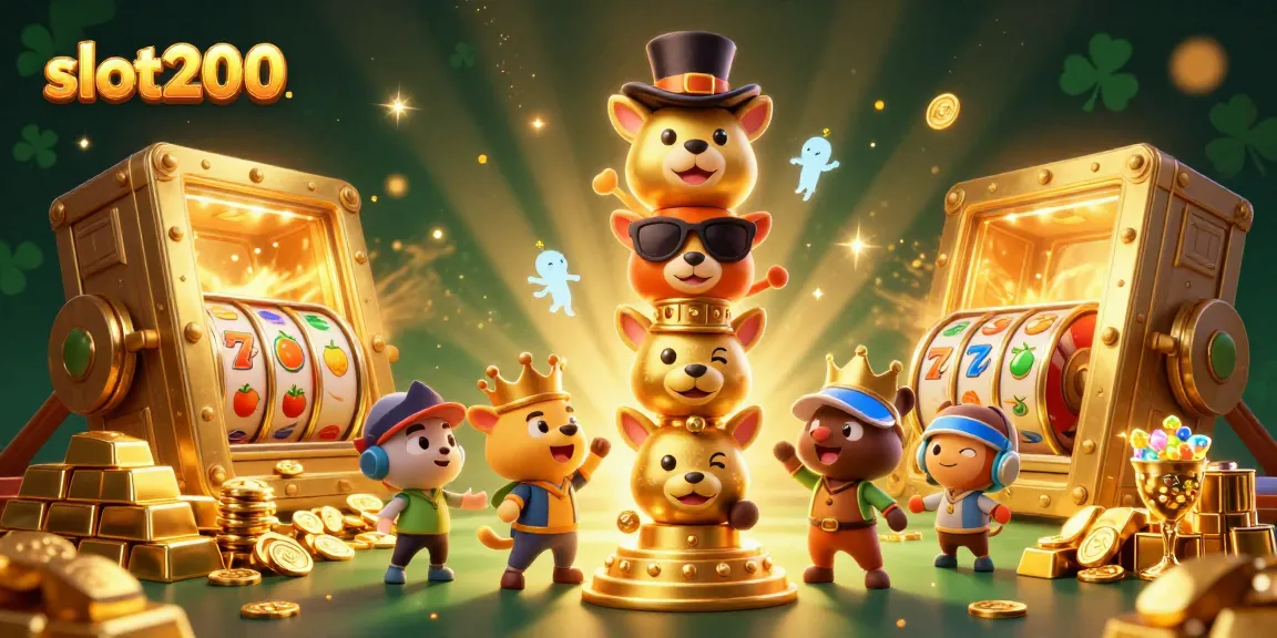 Enhance your gaming experience at slot200 with exciting slot reels, golden treasures, and vibrant casino elements.