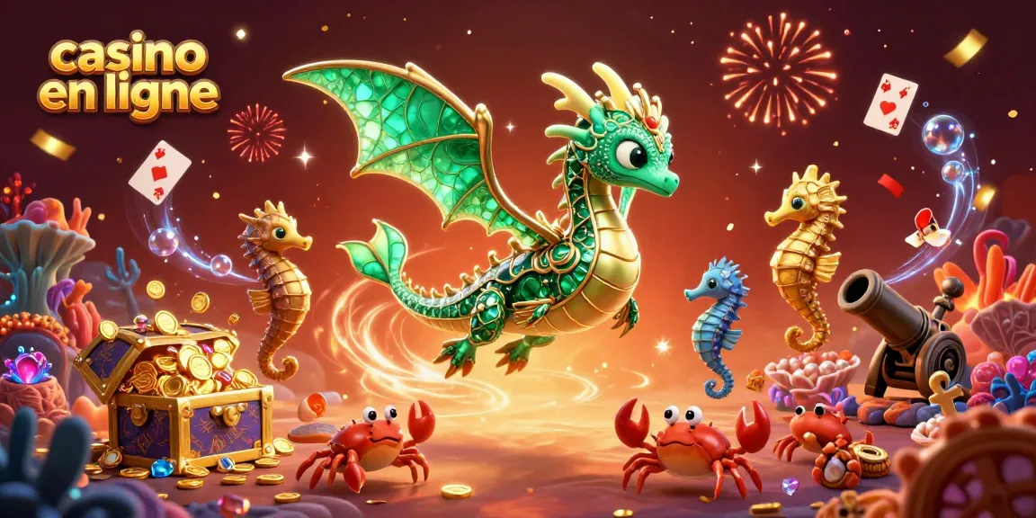 Plongez dans l'univers du casino en ligne avec le dragon marin et ses trésors scintillants.